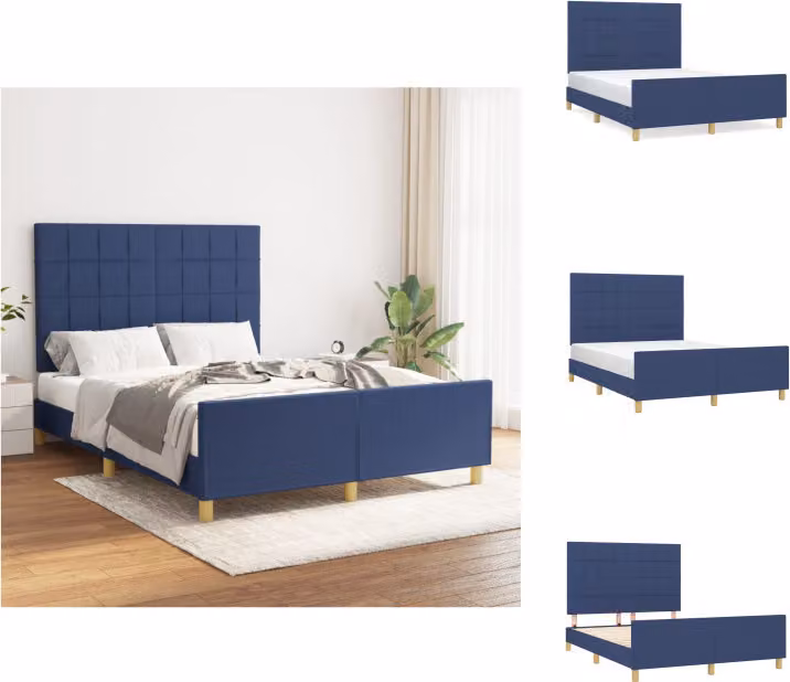 vidaXL Struttura letto con testiera in tessuto blu 140x190 cm - Letti e strutture letto