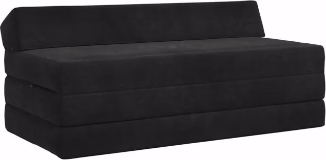 Divano Letto Pieghevole vidaXL Nero in Tessuto con Imbottitura in Schiuma L/P/H: 120 x 60 x 49 cm