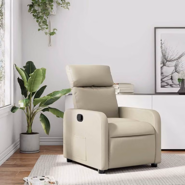 Poltrona Reclinabile Relax vidaXL in Similpelle Beige con Braccioli