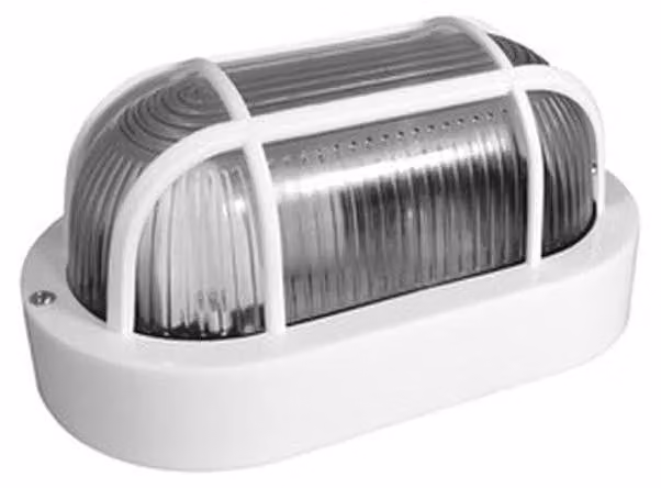 Lampada da parete esterna ovale, 6W, attacco E27, colore bianco