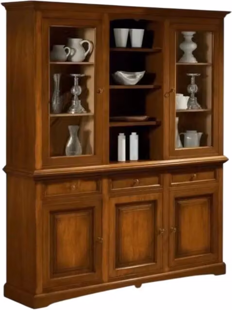 Cristalleria Mobili 2G in legno con 3 ante e ante in vetro, colore marrone, L: 170 cm, P: 46 cm, H: 215 cm – 5