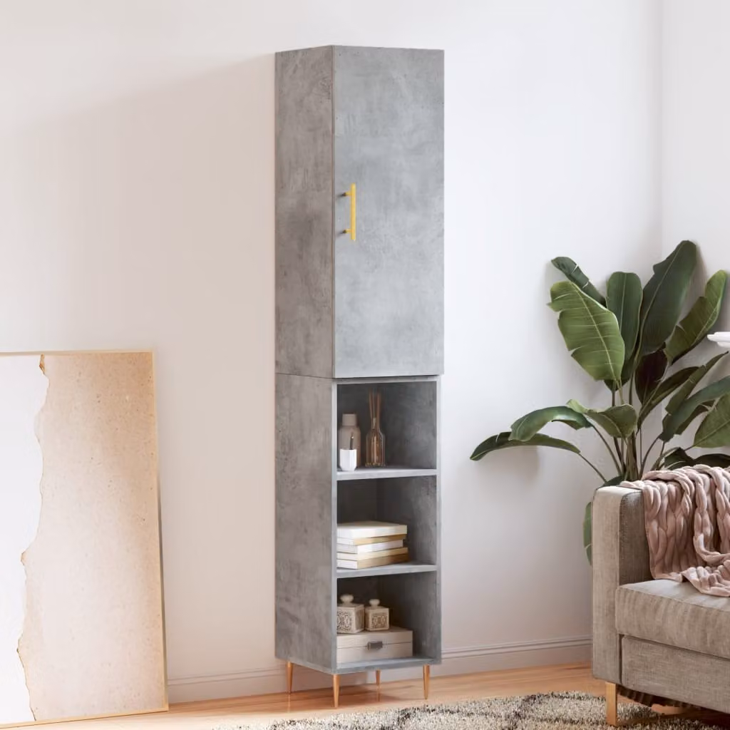 Credenza moderna vidaXL in legno e metallo, colore grigio, L/P/H: 34,5 x 34 x 180 cm