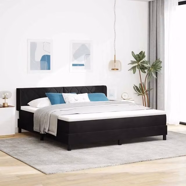 Letto Ibrido con Testiera in Velluto Nero vidaXL L/P: 180 x 200 cm