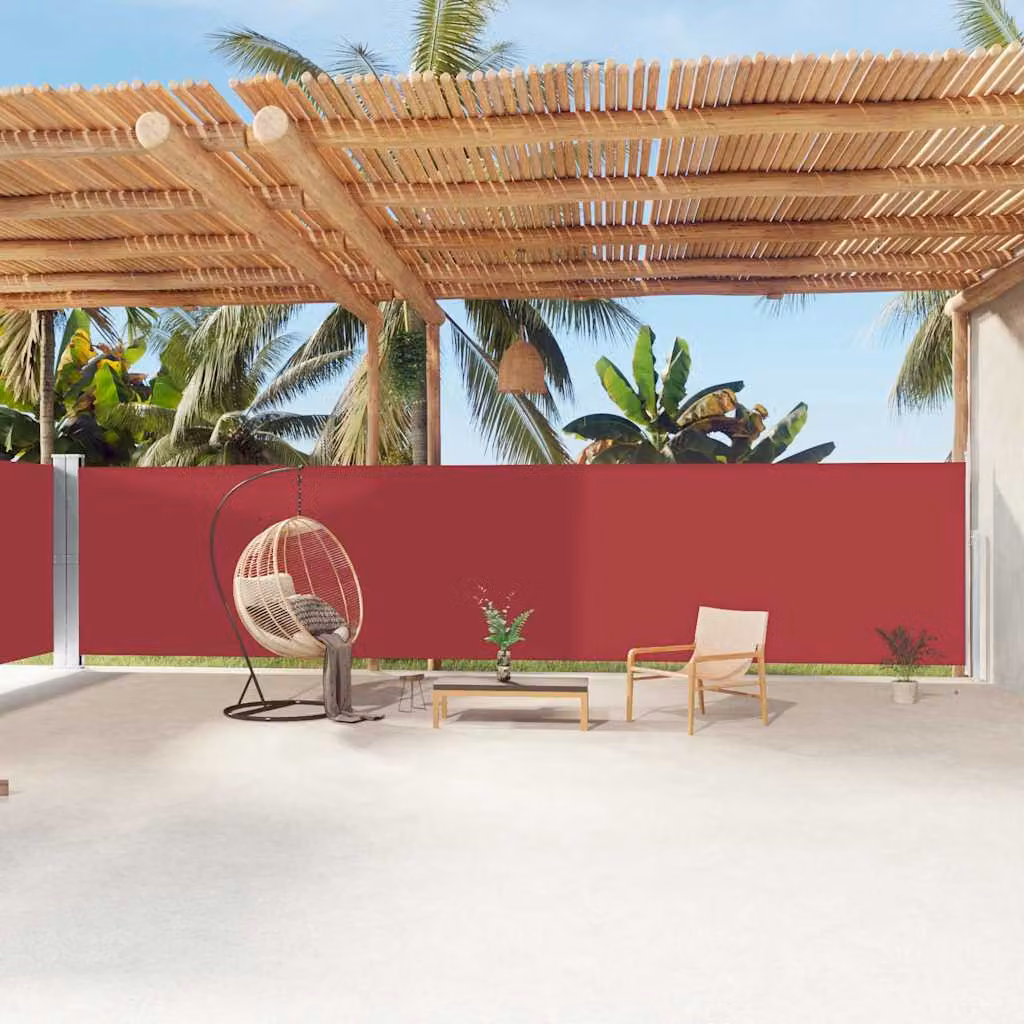 Tenda da Sole Laterale Retrattile vidaXL in Poliestere Rossa L: 1200 cm, H: 180 cm
