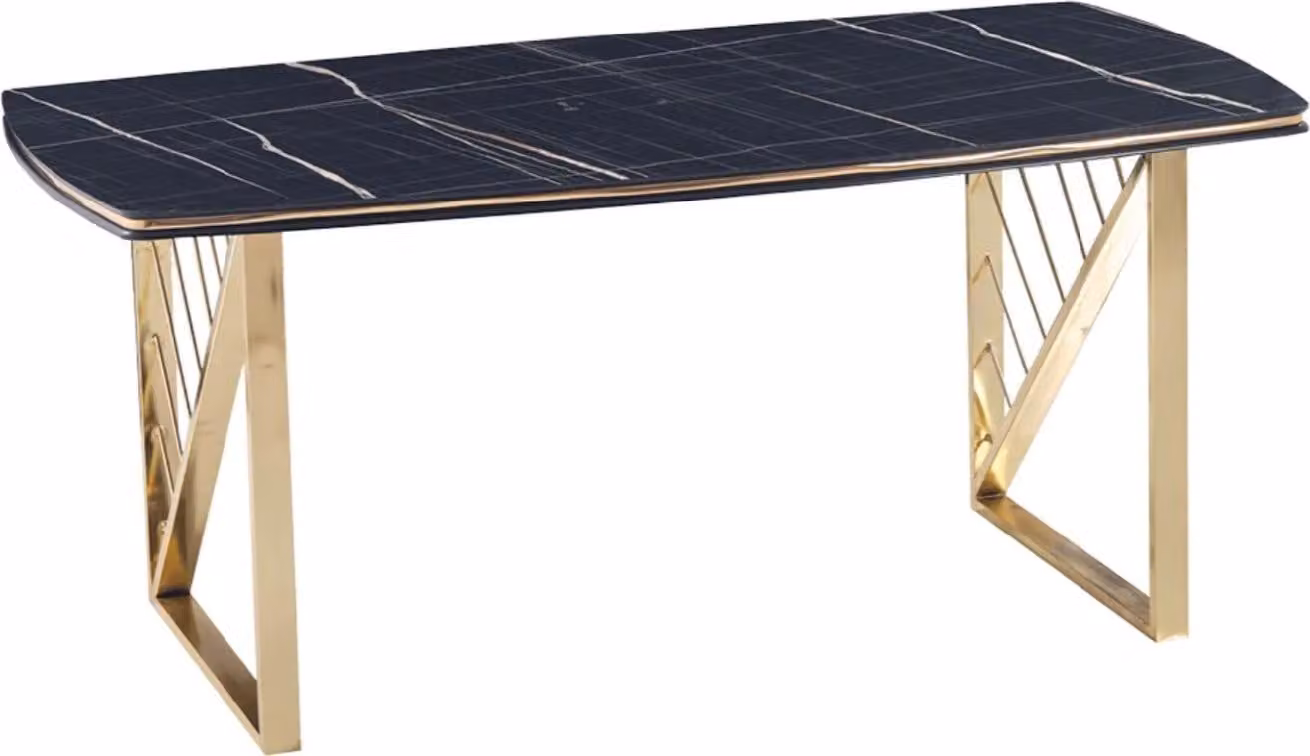 Luxus Tisch Schwarz Edelstahl Tische Esstisch Italienisches Design Gold 140x90