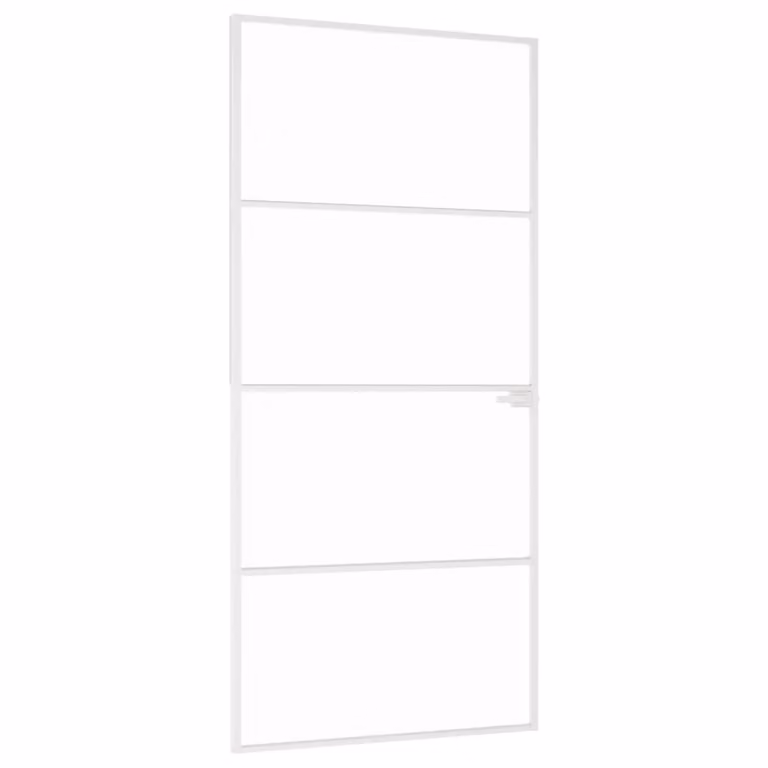 Porta Interna Bianca 93x201,5 cm Vetro Temperato Alluminio Slim