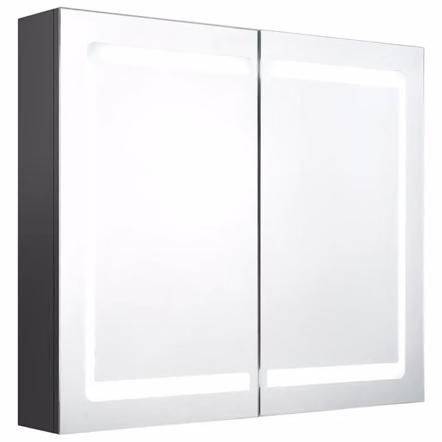 Armadietto Bagno | Armadio da bagno con Specchio e LED Grigio 80x12x68 cm