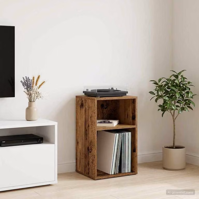 vidaXL Mobile porta vinili in legno color marrone L: 38 cm, P: 33 cm, H: 61 cm