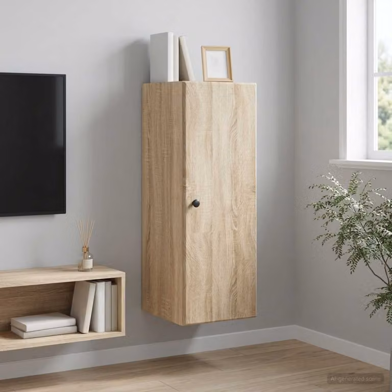 vidaXL Mobiletto a muro moderno in legno e metallo marrone con ante a battente e ripiani interni L/P/H: 33 x 34,5 x 90 cm