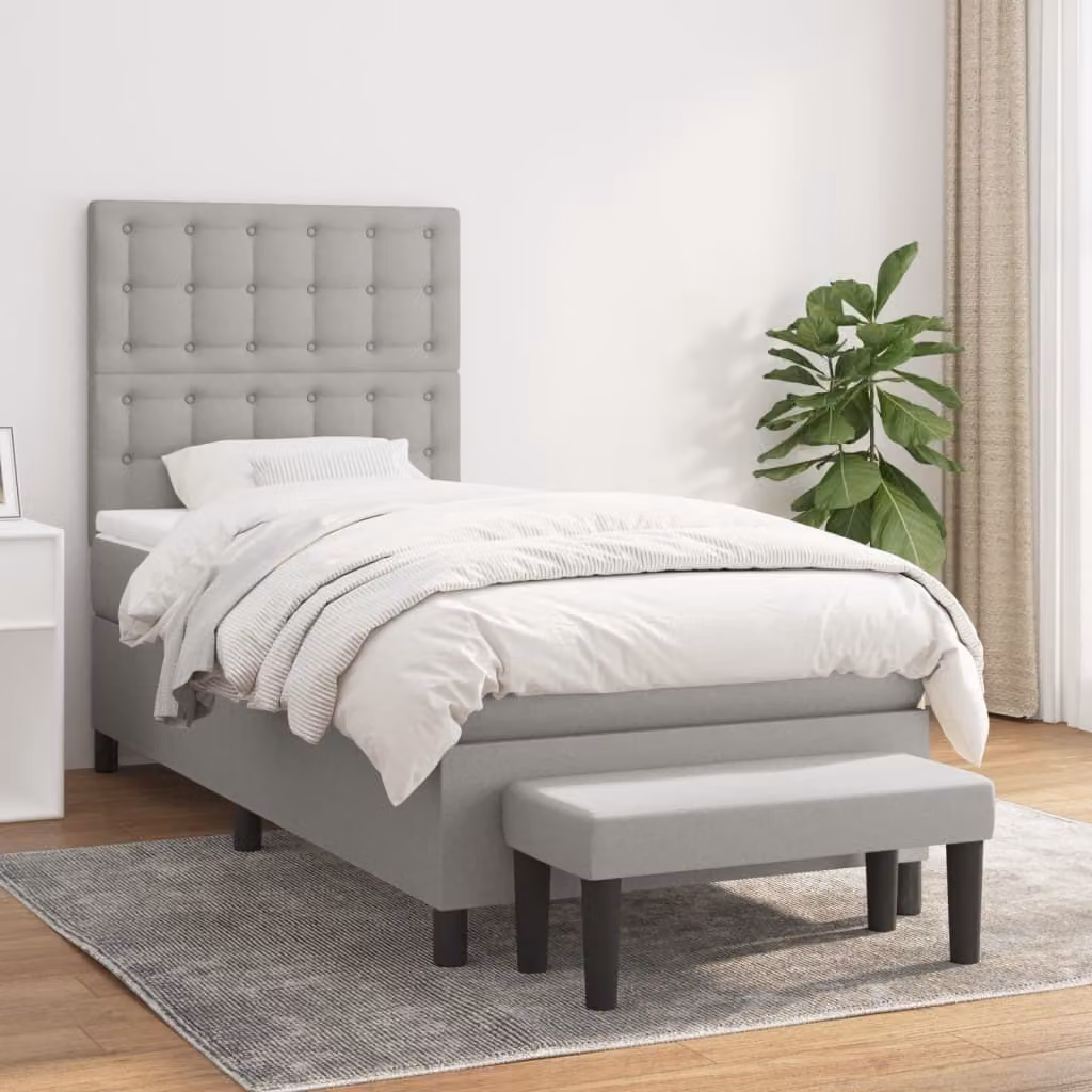 Maison Exclusive - Giroletto a Molle con Materasso Grigio Chiaro 90x200 cm Tessuto