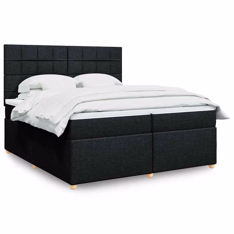 vidaXL Giroletto a Molle Ibrido con Materasso in Tessuto Nero 200x200 cm