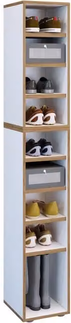 Super Scarpiera Legno H183 L30 P33 cm Armadio Porta Scarpe Salvaspazio con Ripiani Regolabili Colore Bianco