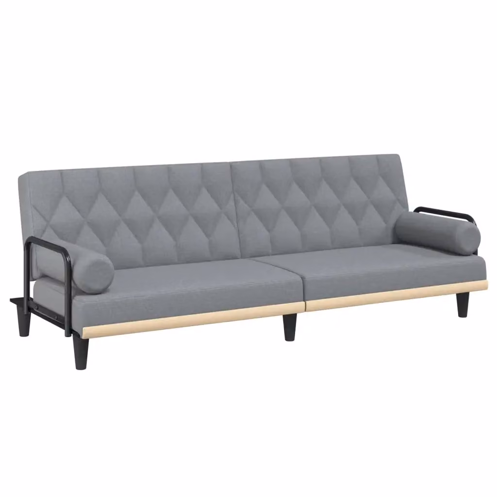 Divano Letto Click Clack Moderno vidaXL in Tessuto Grigio con Funzione Letto e Poggiatesta Regolabile L/P/H: 205 x 100 x 70 cm – 2