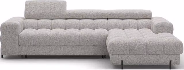 Divano angolare destro convertibile Meublorama Grigio con funzione letto e poggiatesta regolabile L/P/H: 285 x 99 x 181 cm