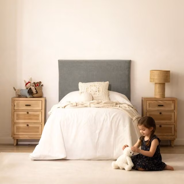 Testiera imbottita personalizzabile Banak per letto bambini, colore grigio, L: 105 cm – 1