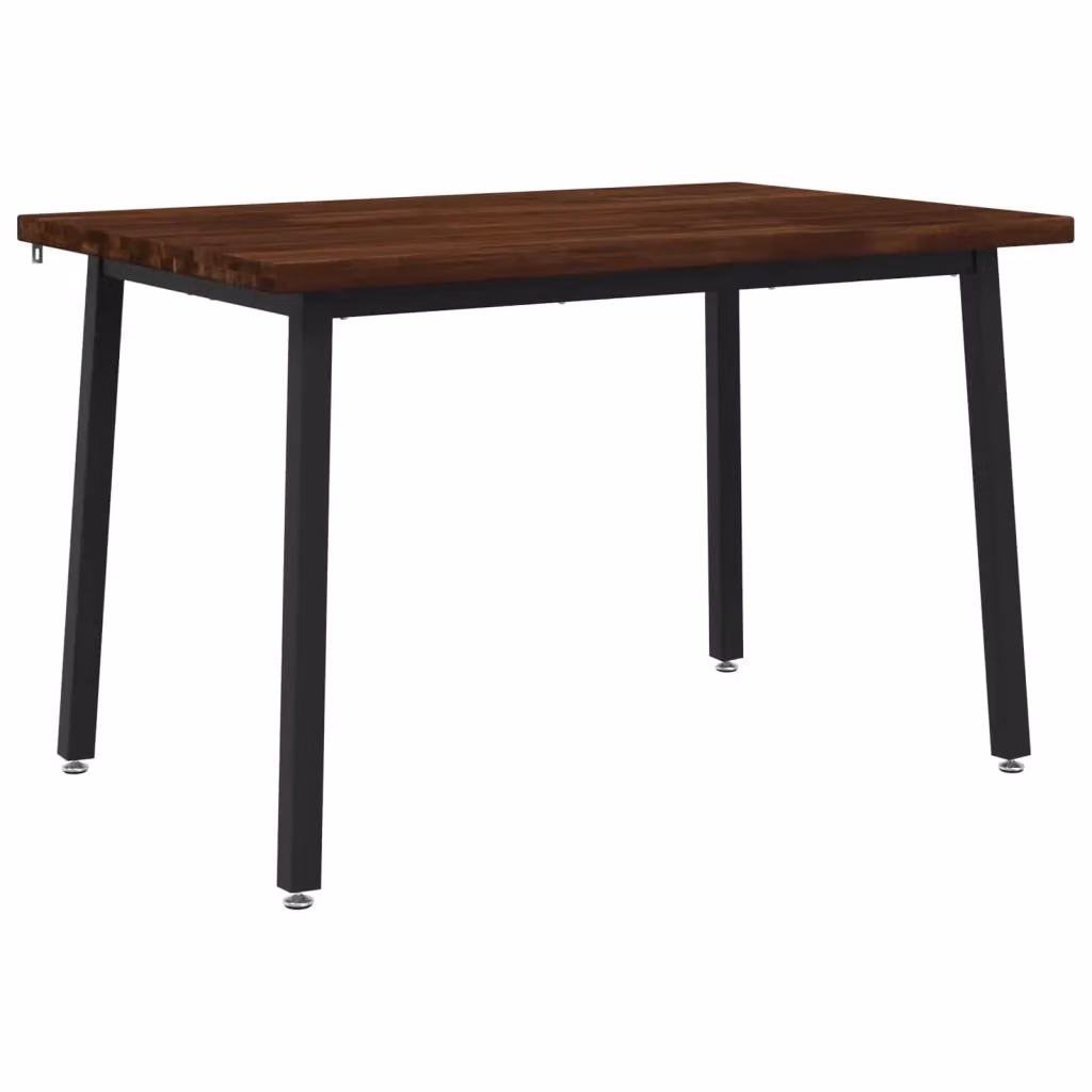 Tavolo da pranzo moderno vidaXL in legno di acacia massello e metallo, Marrone scuro e Nero, L: 120 cm, P: 80 cm, H: 75 cm – 2