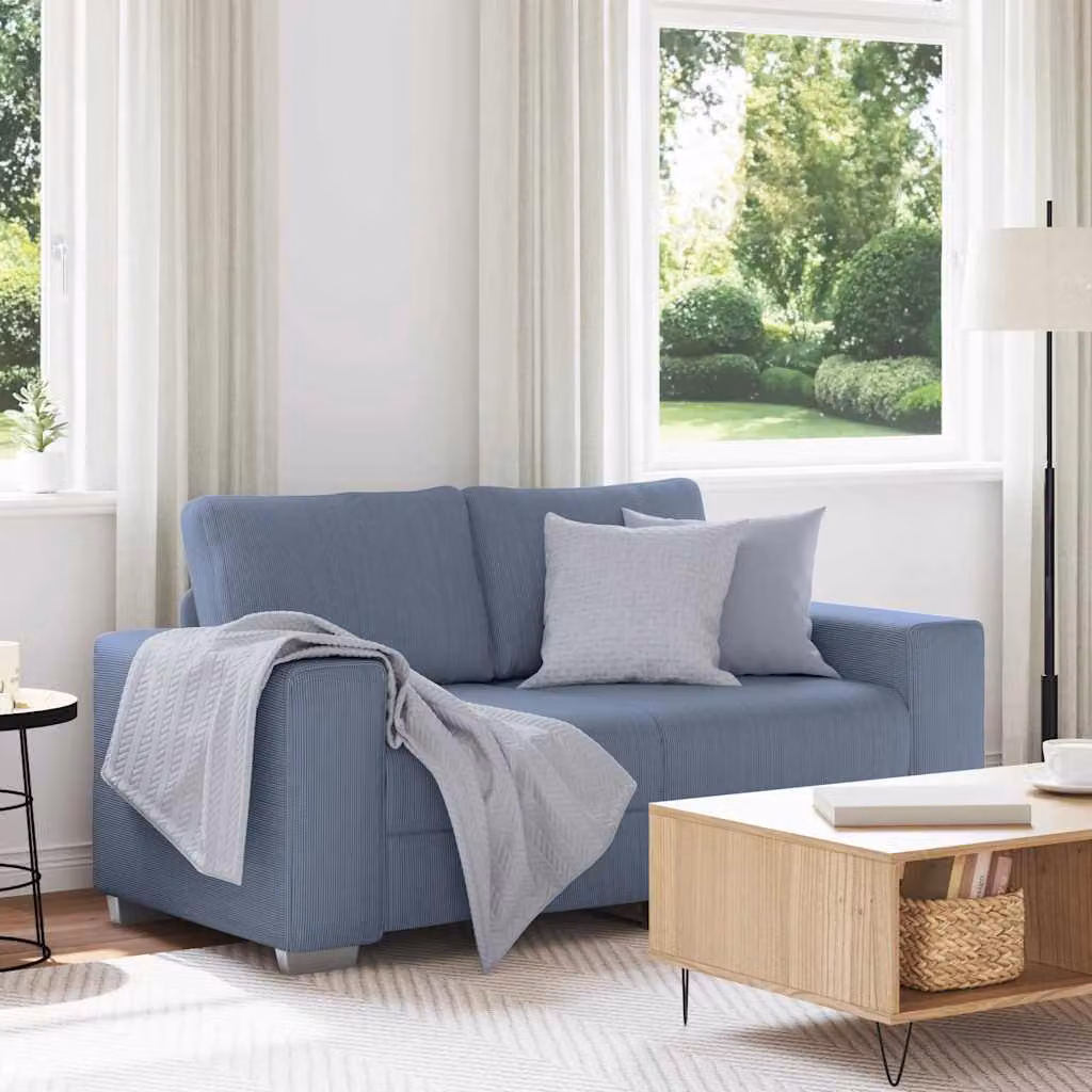 Divanetto moderno vidaXL in velluto blu con cuscini, L: 160 cm, P: 77 cm, H: 82 cm