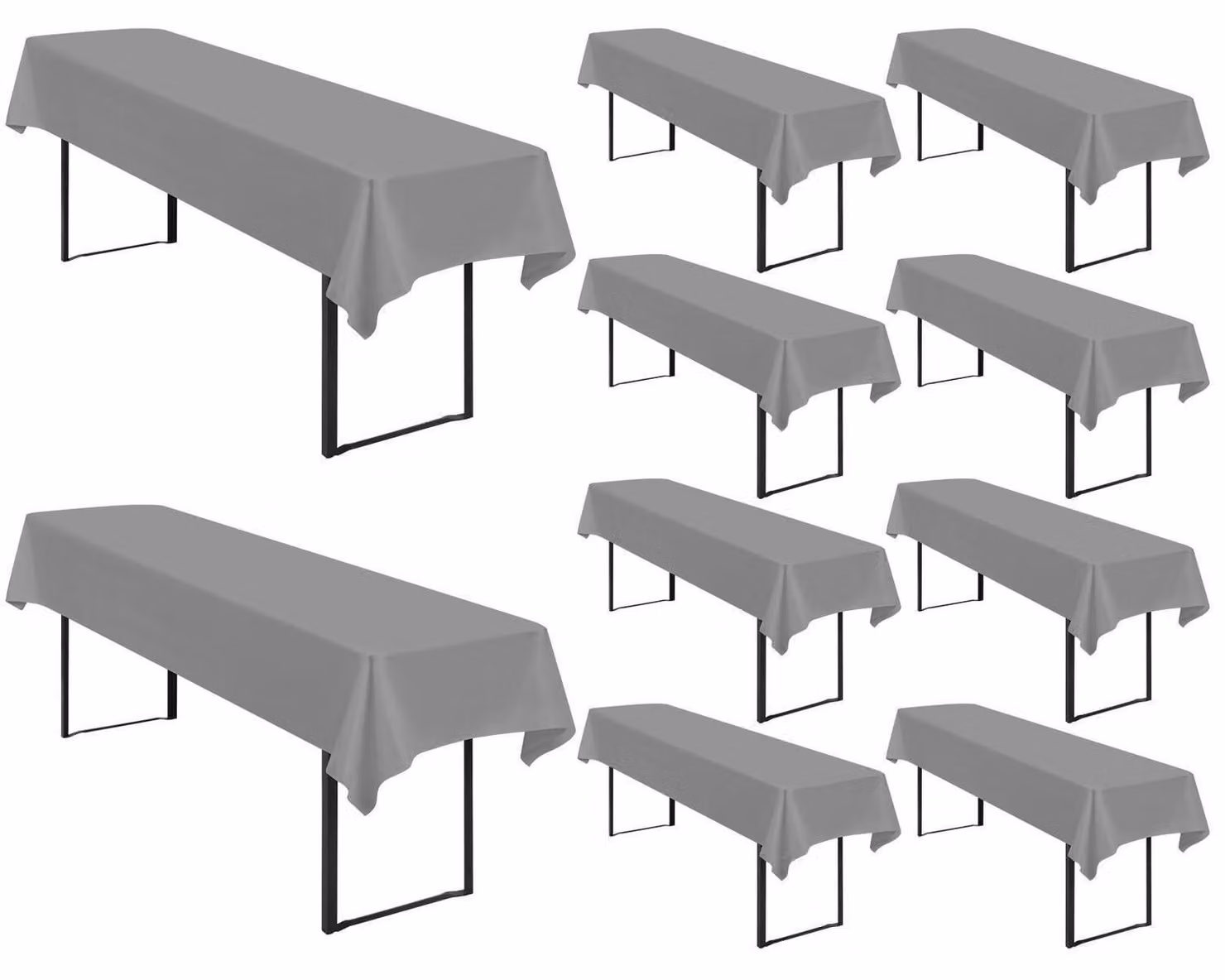 Tovaglie per birreria, set da 10 pezzi, colore grigio, dimensioni 250x100 cm, impermeabili, in poliestere