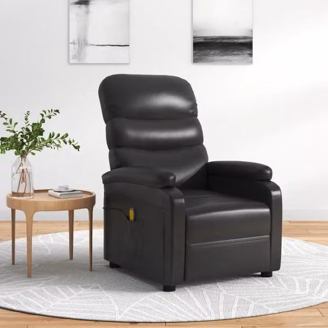 Poltrona Relax Recliner vidaXL in Similpelle Nera con Braccioli e Imbottitura in Schiuma