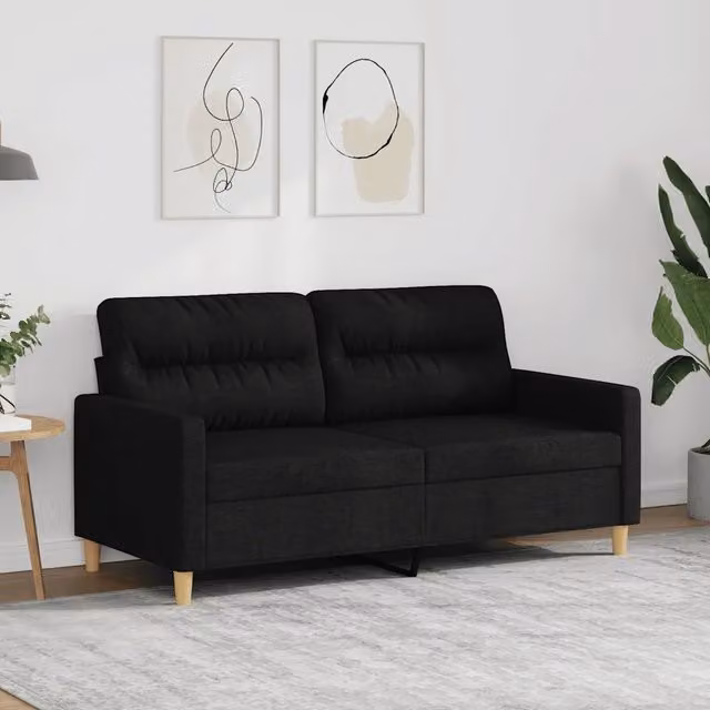 Divano a 2 Posti Nero 120 cm in Tessuto 359239