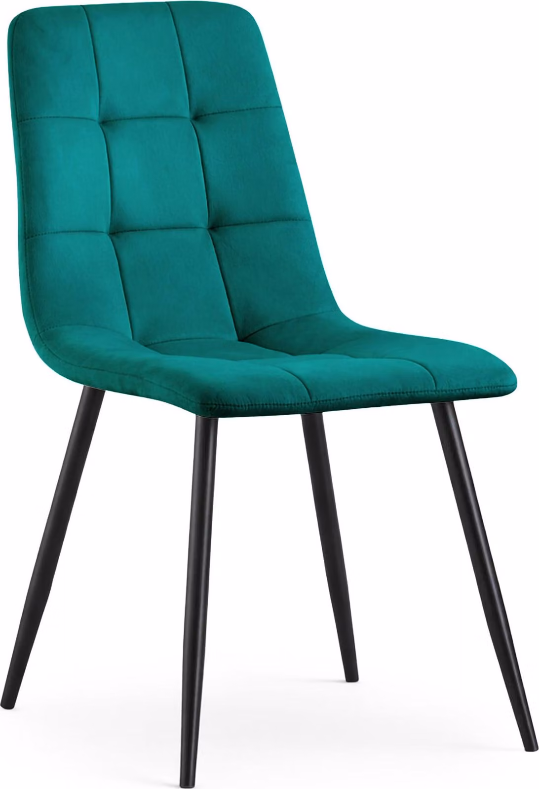 Sedia in velluto trapuntata NERO Verde Bottiglia gambe nere