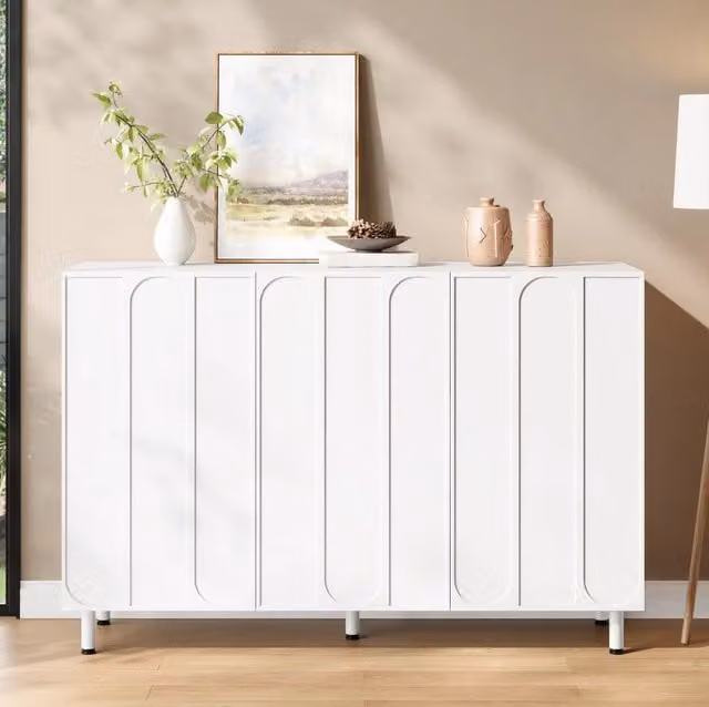 Scarpiera Sideboard a 3 ante 120x37x80 cm in PB e MDF bianco