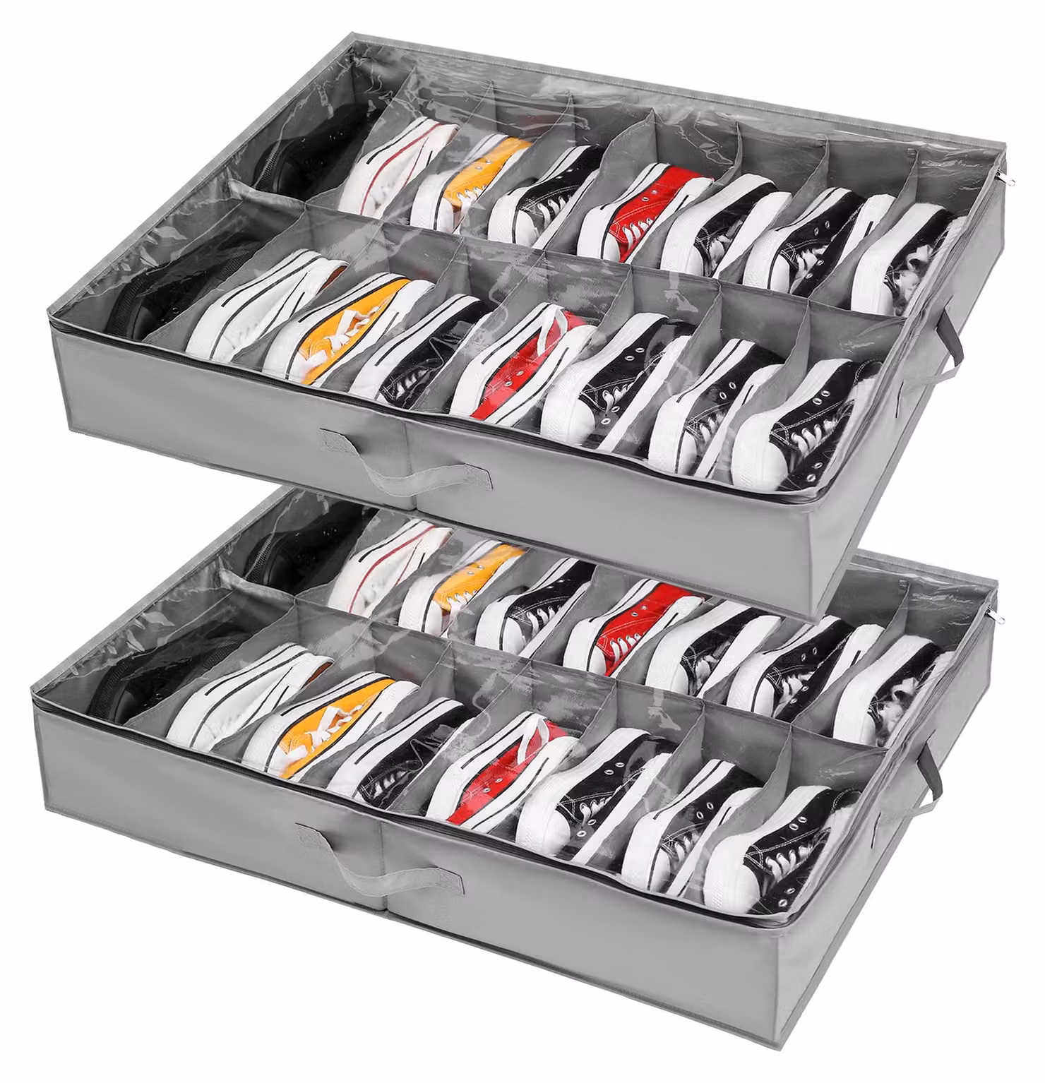 Set di 2 contenitori per scarpe da posizionare sotto il letto, per un totale di 32 paia