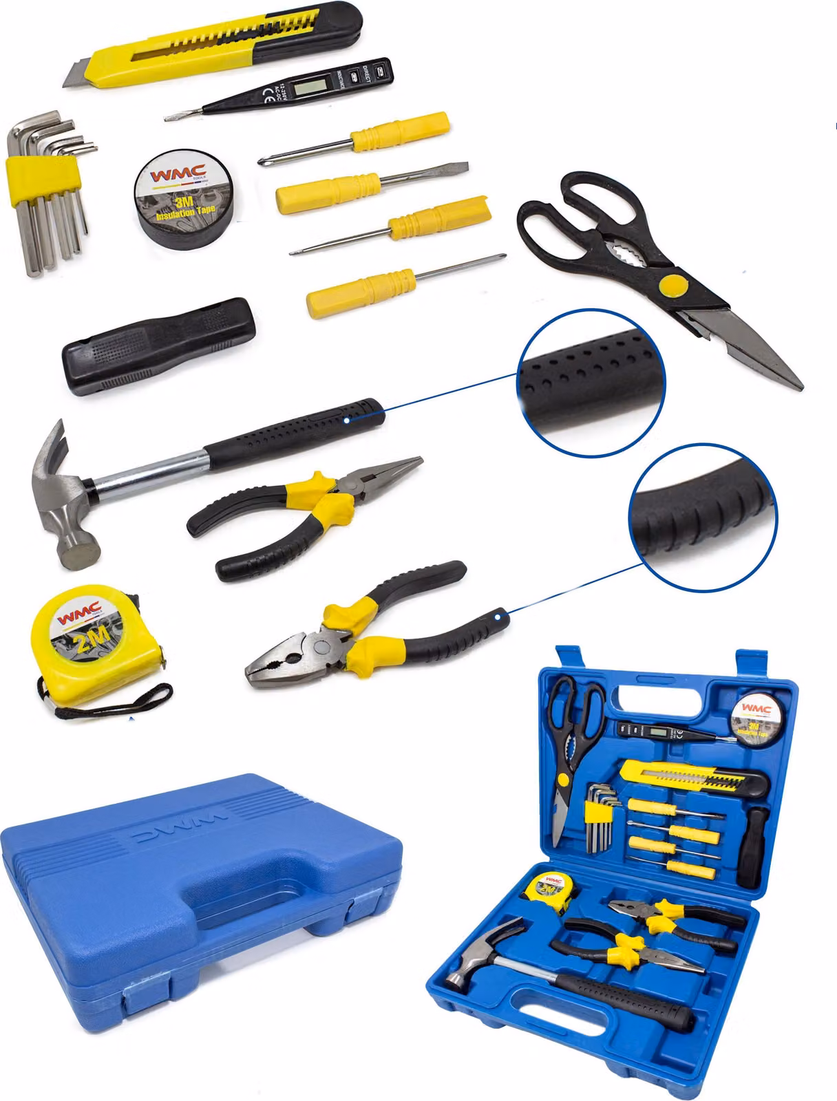 Set di utensili da 18 pezzi: pinza combinata, martello, chiave a Esagono