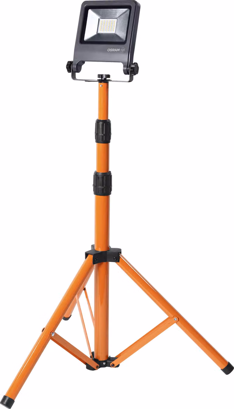 OSRAM LED Luce da lavoro a treppiede 1x30W 840, 4000K bianco freddo, 2700 lm, IP65, regolabile in altezza 1,8 m, 360°