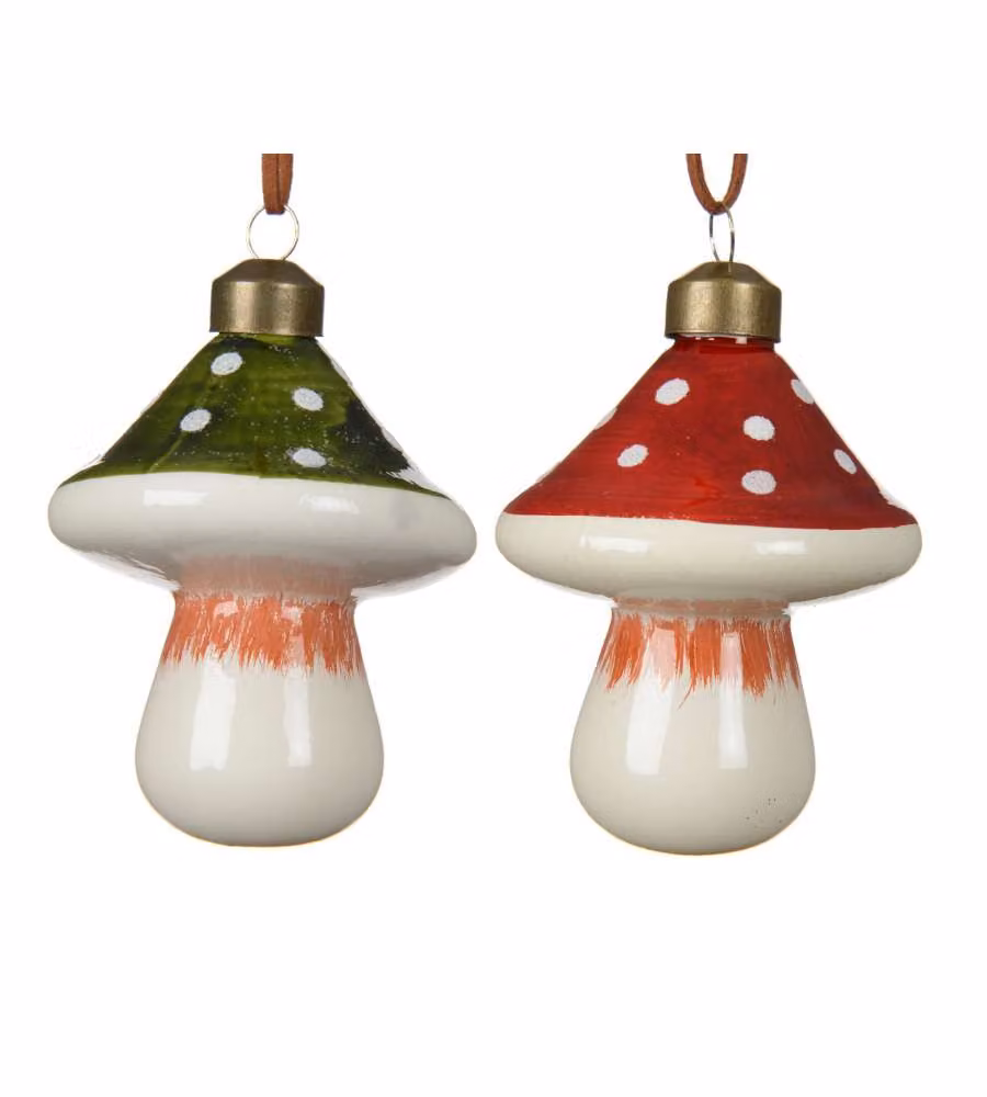 Decoris Ornamento di Vetro Funghetto 7x7x9 cm Multicolore Natale
