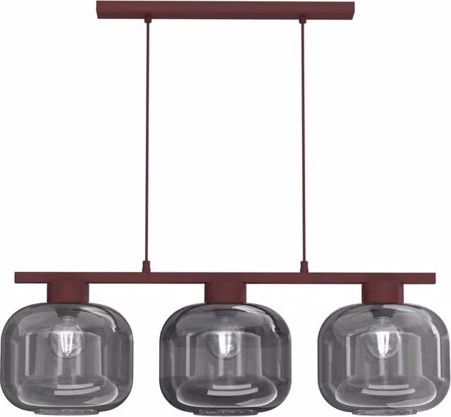 Lampada a sospensione Galante Luminex in vetro trasparente e metallo nero con 3 attacchi E27, H: 120 cm, L: 45 cm, P: 25 cm