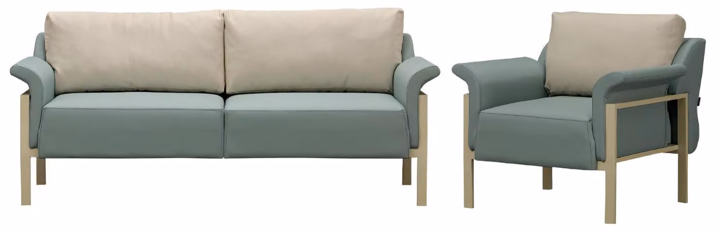 Luxus Sofagarnitur 3+1 Sitzer Sessel Wohnzimmer Gruppe Sofa Leder Modern Couch