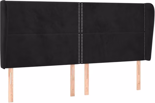 Testiera | Testata ad Orecchio Nera 203x23x118/128 cm in Velluto