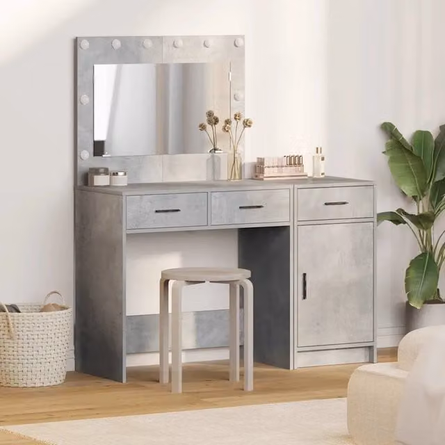 Set di 2 Tavoli da Trucco Moderni vidaXL Grigio L/P/H: 40,6 x 41 x 75 cm