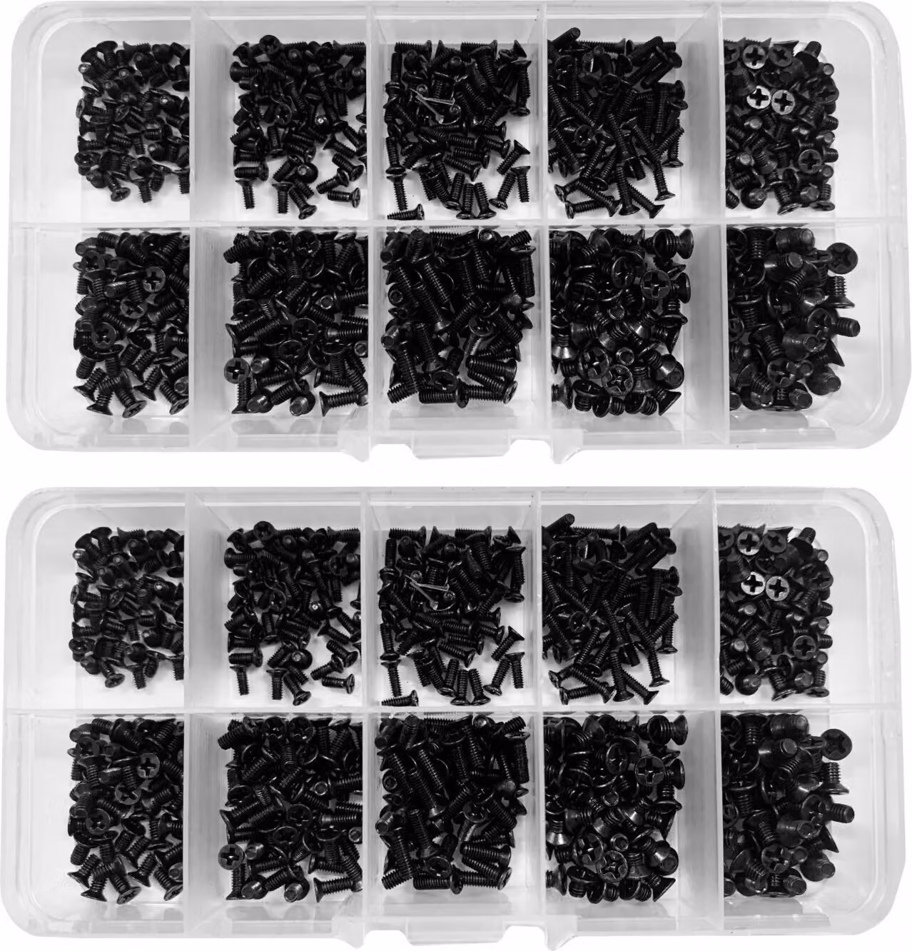 Set di 1000 piccoli bulloni neri (M2, M2,5 e M3, lunghezza 4-8 mm)