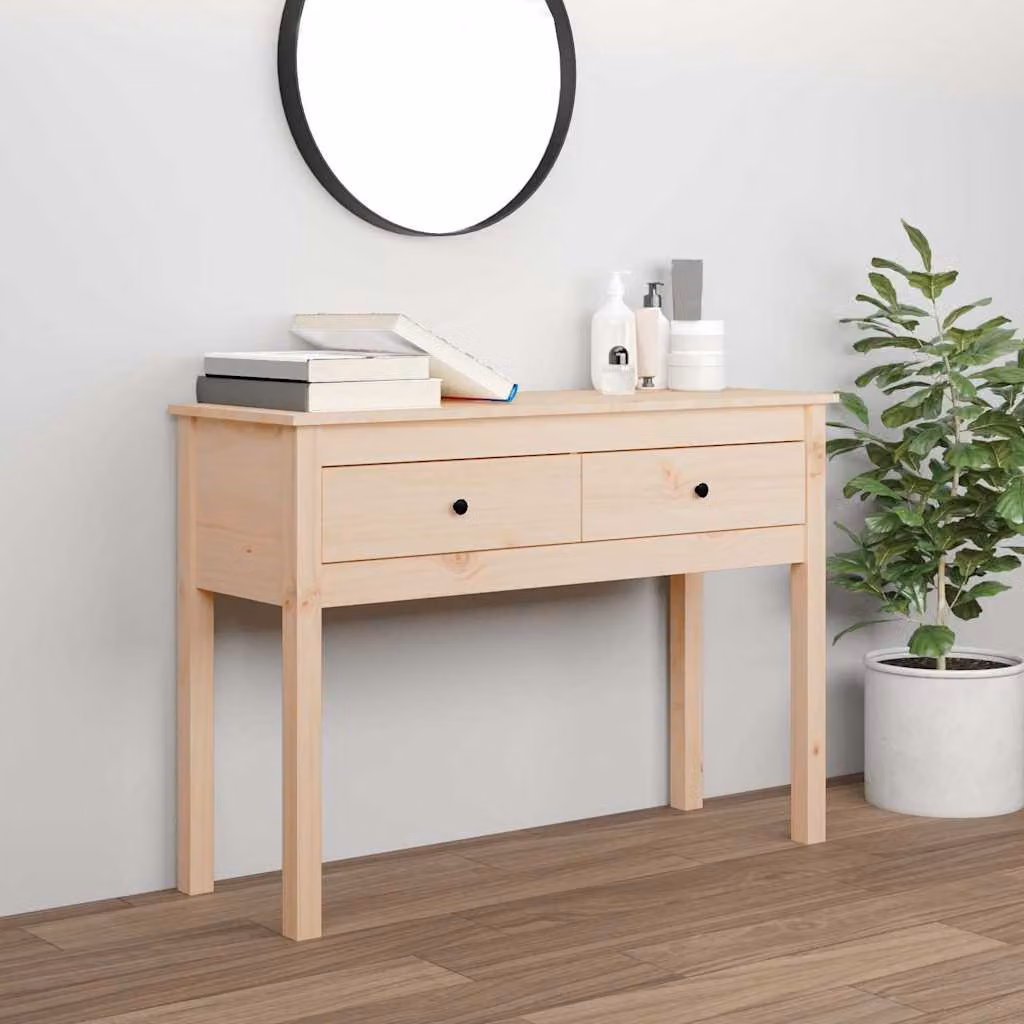 vidaXL Tavolo Consolle in Legno Massello di Pino, L/P/H: 100 x 35 x 75 cm
