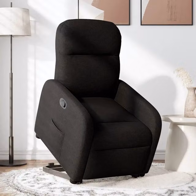 Poltrona Alzapersona Reclinabile vidaXL Nera in Tessuto con Assistenza Elettrica per Senior – 1