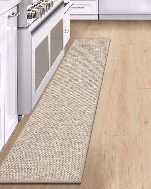 Mat di Cucina Antiscivolo 43x200cm, Passeggino Antiscivolo per Cucina, Mat di Cucina, Passeggino di Cucina, Tappeto Assorbente per Cucina, Gang, Spazio Lavaggio, Beige