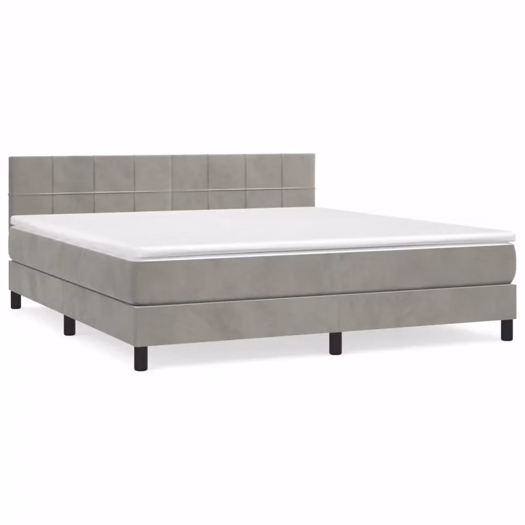 vidaXL Giroletto a Molle con Materasso in Velluto Grigio Chiaro L/P/H: 160 x 200 x 88 cm – 2