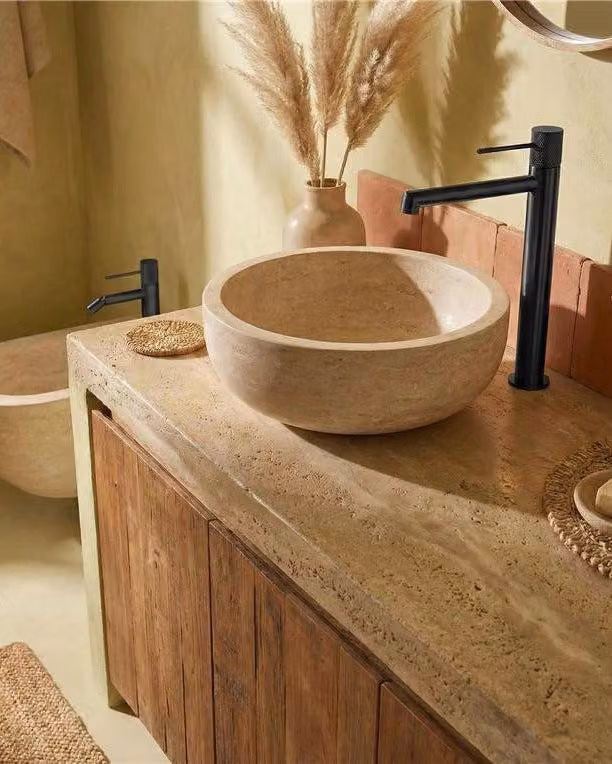 Coppia rubinetti lavabo alto e bidet senza scarico ottone grigio metallico Melin