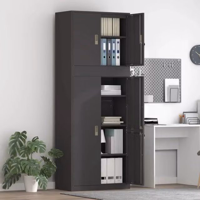 Armadio 2 pz Nero 80 x 40 x 210 cm Acciaio Bloccabile 3438741