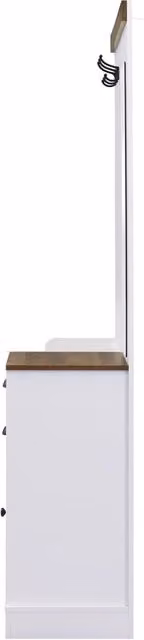 Set da ingresso con specchio; 2 cassetti; anta; ganci e portombrelli; truciolato; bianco; 110;5x38x191 cm