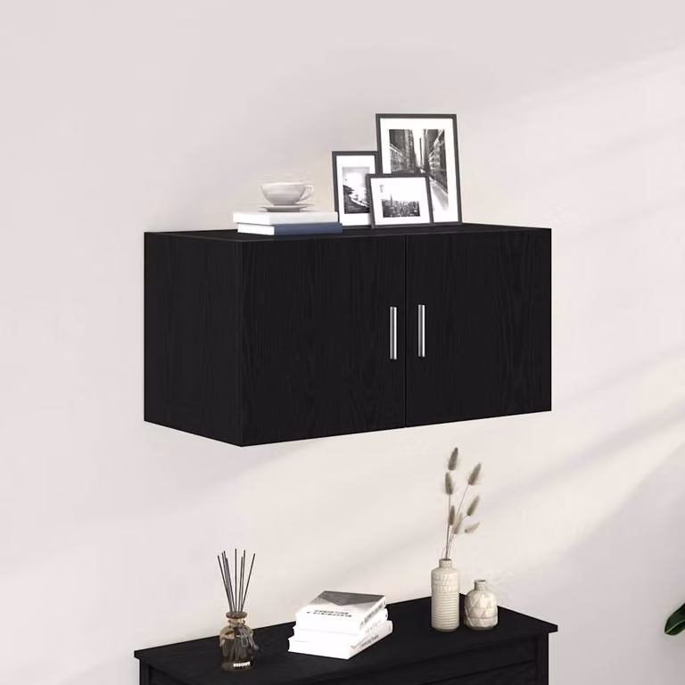 Armadietto a muro moderno vidaXL in MDF nero opaco L: 80 cm, P: 39 cm, H: 40 cm