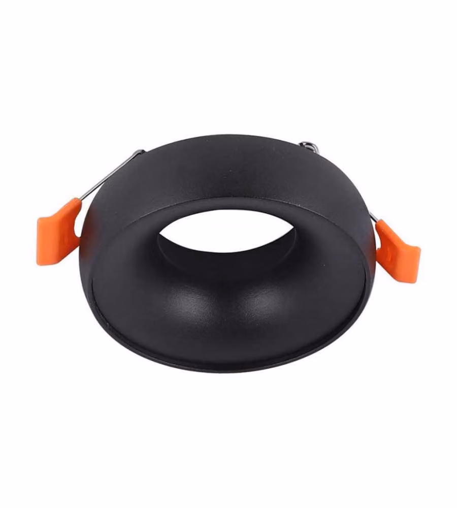 Portafaretto LED da Incasso GU10 Rotondo Colore Nero Riflettore Nero con Supporto Inclinato