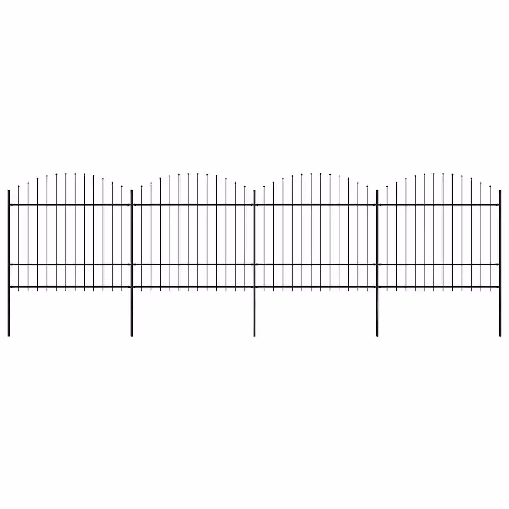 Recinzione da giardino con punta a lancia vidaXL in acciaio nero L: 671 cm, H: 175 cm