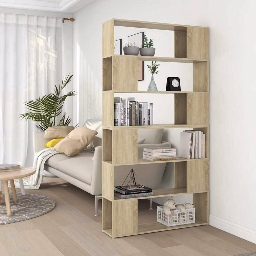 Libreria divisorio per stanza vidaXL in legno color rovere, L 100 cm x P 24 cm x H 188 cm