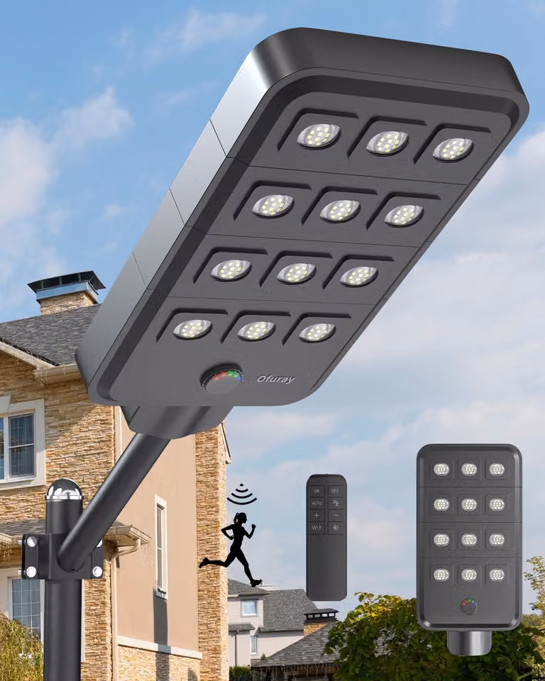Lampione solare, 6500 Kelvin, 1100 lumen, grado di protezione IP67, sensore di movimento
