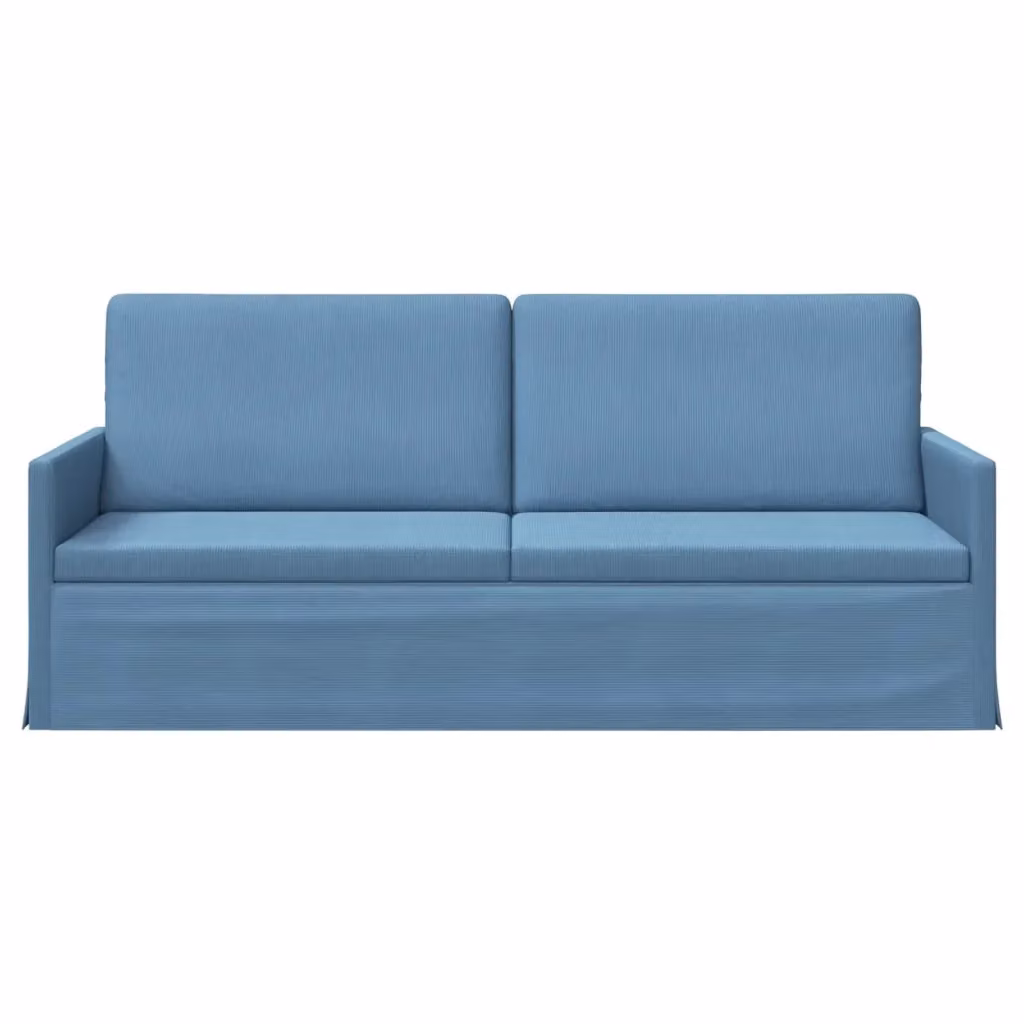 Divano a 3 posti moderno vidaXL in tessuto cord e struttura in metallo, Blu, L: 190 cm, P: 81 cm, H: 82 cm – 2