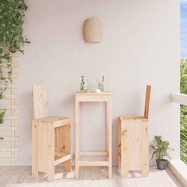 Set di 2 sgabelli da bar vidaXL in legno massello di pino rustico, colore marrone/beige, L/P/H: 40 x 42 x 120 cm