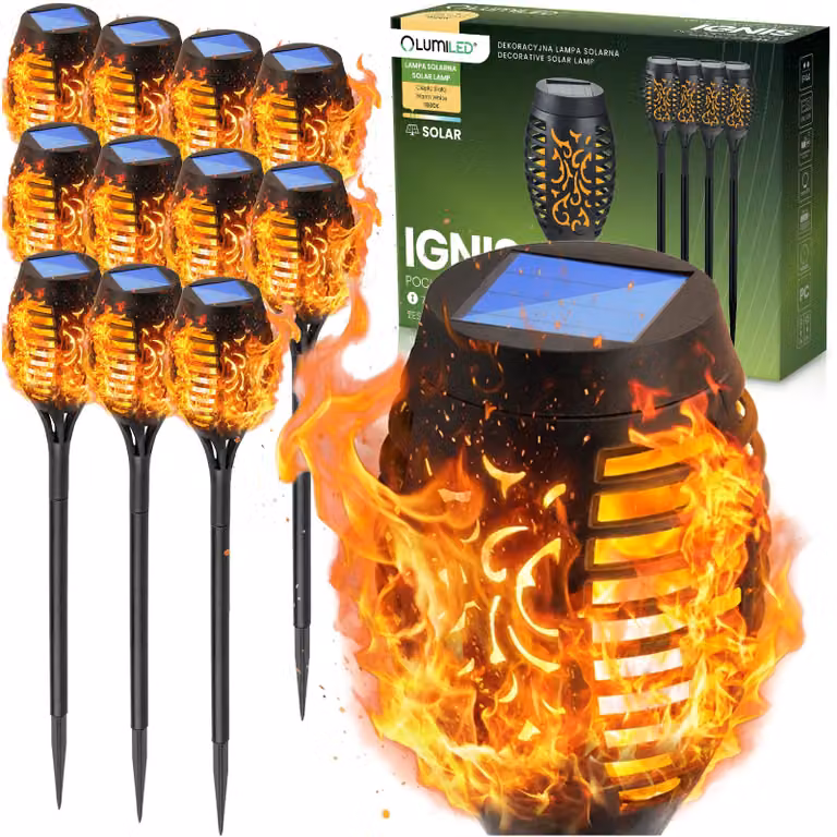 12 lampade LED solari per giardino IGNIS, tipo "steckfackel", con effetto fiamma, marca LUMILED
